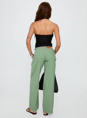 Mercadi Mid Rise Straight Leg Cargo Jeans Green