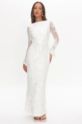 Helsi Long Sleeve Embellished Maxi Dress White
