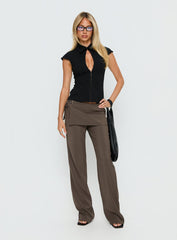 Yalanda Cut Out Collared Top Black