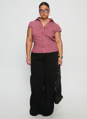 Arianwyn Short Sleeve Shirt Red Check Curve