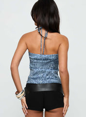 Jaemes Top Blue Leopard