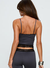 Georganna Lace Trim Cami Top Charcoal
