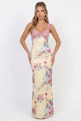 Sweet Tea Mesh Floral Maxi Dress